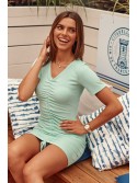 Fitted dress with ruffles, mint FG602 - Online store - Boutique